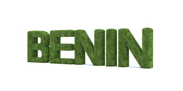 3d rendering of Benin word isolated on white background