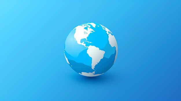 Photo a 3d rendering of a blue globe with white continents against a blue background