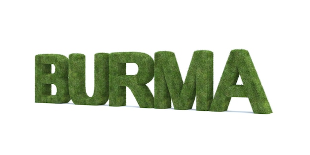 3d rendering of Burma word isolated on white background