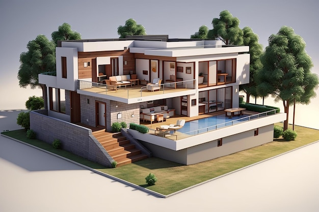 3d rendering of cartoon house3d house