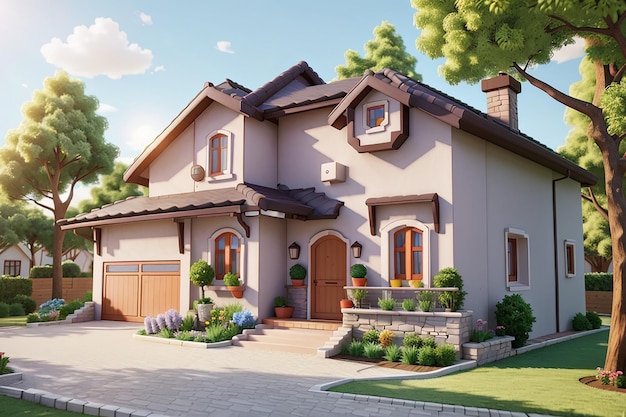 3d rendering of cartoon house3d house