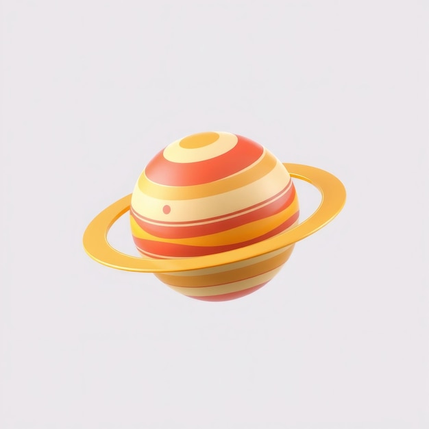 Photo 3d rendering of a colorful planet with a ring