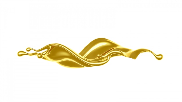 3d rendering of a golden flowing splash