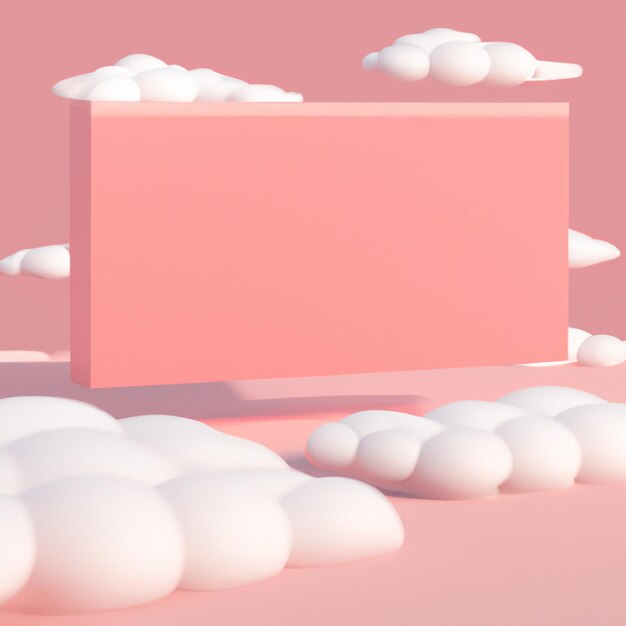 Photo 3d rendering minimal pink gift card on cloud  valentine background create with generative ai technology	.