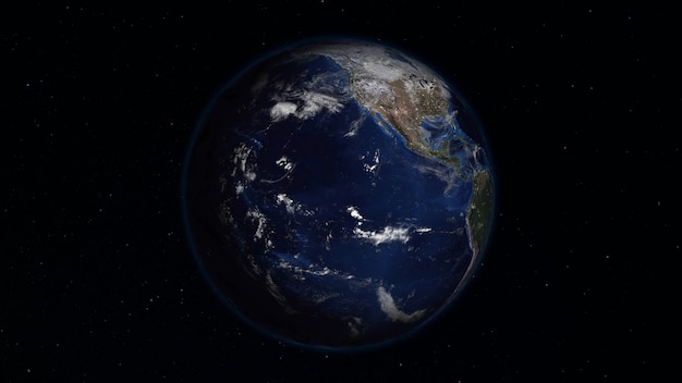 3D rendering planet Earth from space against the background of the star sky