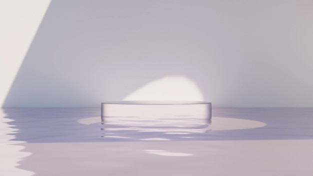 3D rendering Product display podium with water reflection