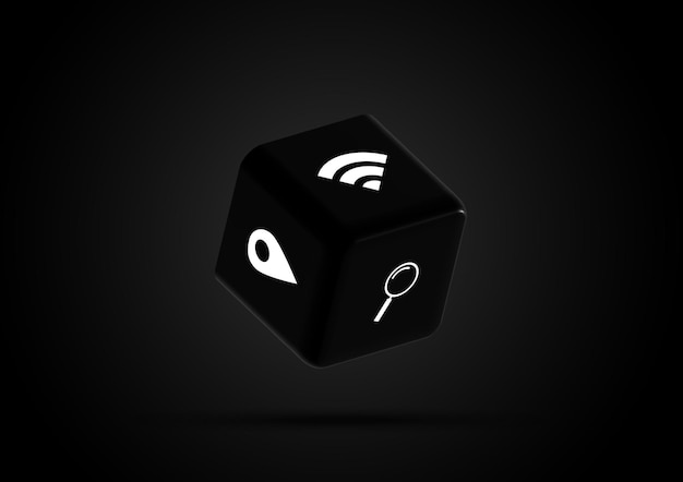 3d rendering technology concept dice. Isolated object illustration.