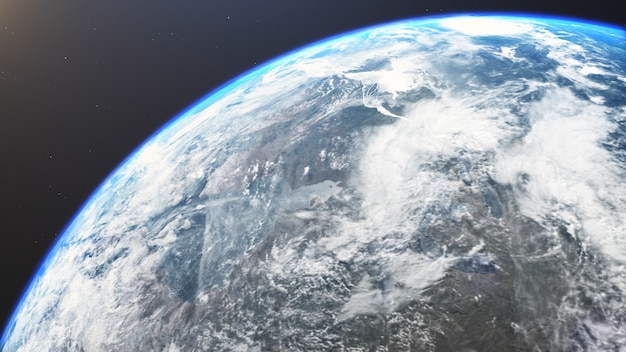 3D rendering of a view of the planet Earth from space