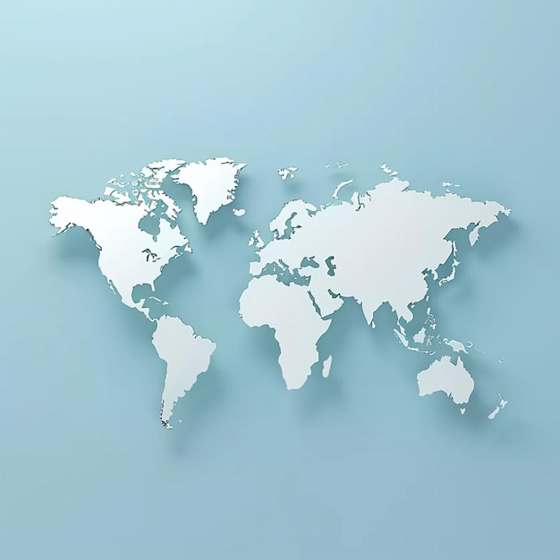 Photo 3d rendering of world map design isolated on background