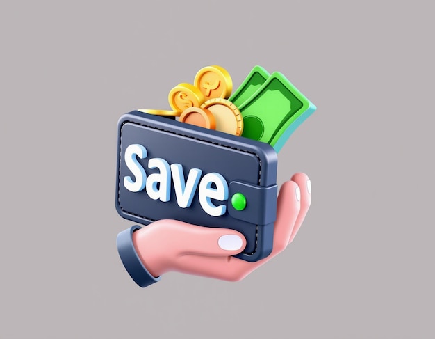 Photo 3d save money icon wallet coins and finance transfer concepts