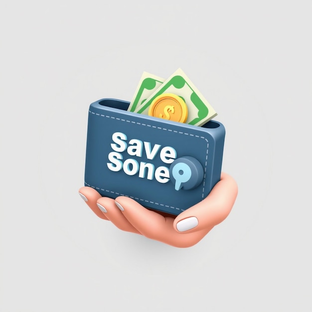 Photo 3d save money icon wallet coins and finance transfer concepts