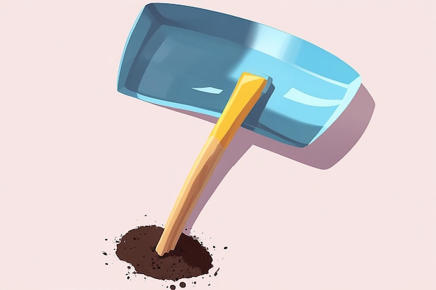 Photo 3d shovel flat illustration