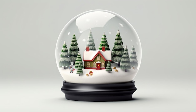 3d snow globe with a festive scene