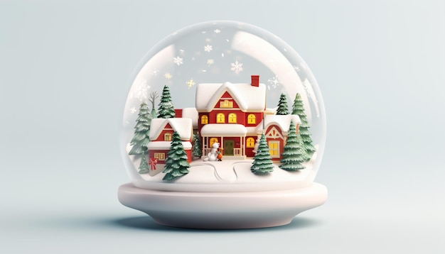 3d snow globe with a festive scene