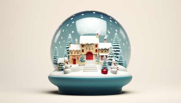 3d snow globe with a festive scene