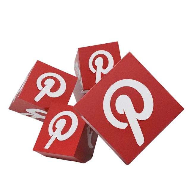 Foto quadrato 3d con il logo singolo di pinterest