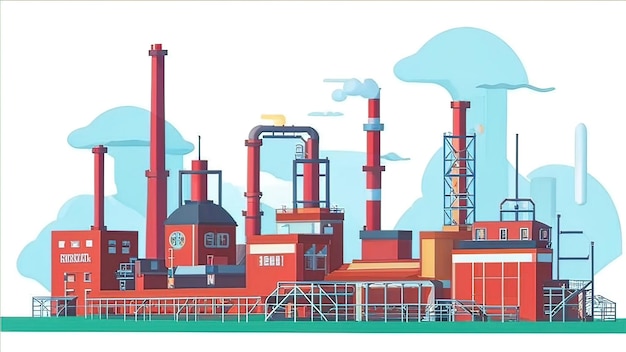 Photo 3d vector illustration of a modern factory manufacturing industry plant factory project modern