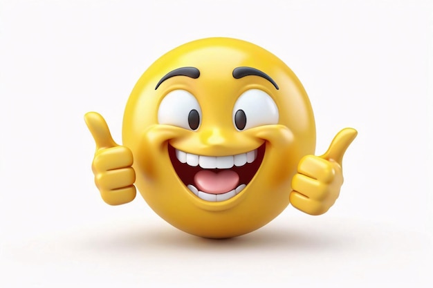 Photo 3d yellow emoticon with big smile and thumbs up