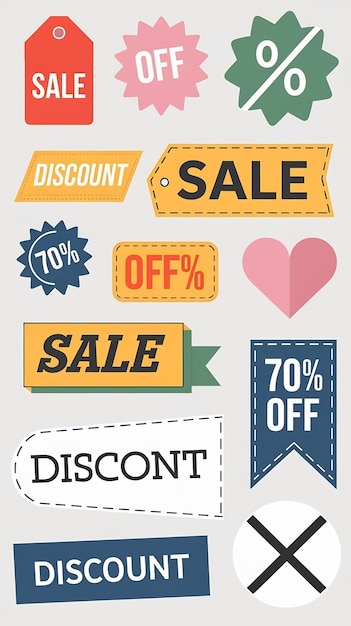 Photo 70 off discount sale offer sticker collection promotion elements vector design