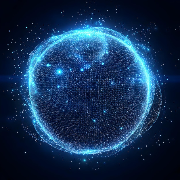 Photo abstract background glowing blue globe network