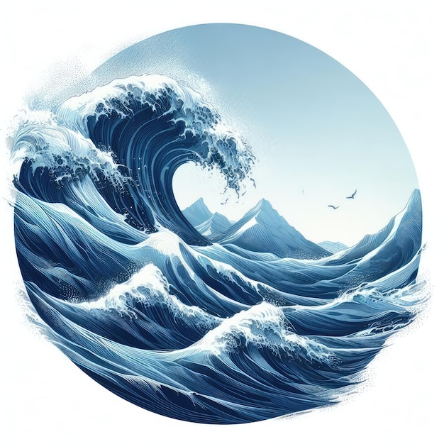 abstract blue background with waves on white