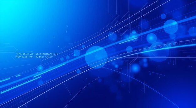 Photo abstract blue tech background with glowing lines and circles