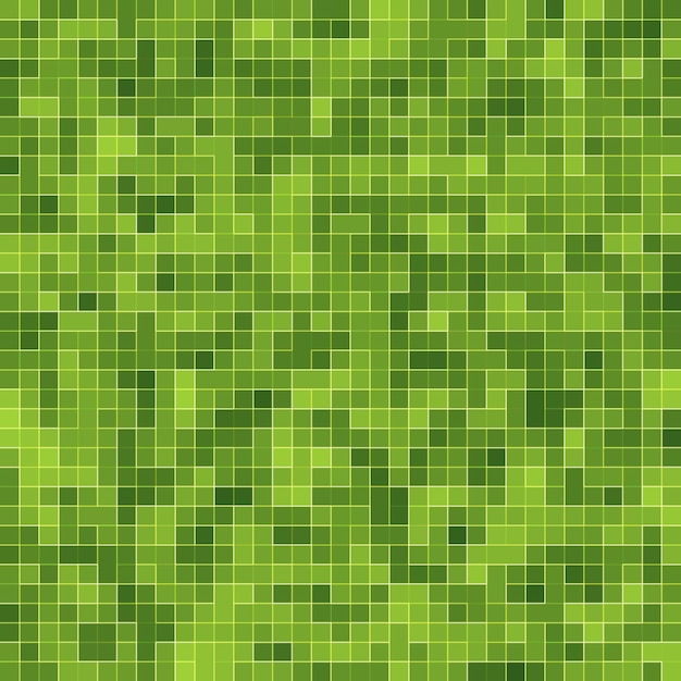 Abstract bright green square pixel tile mosaic wall