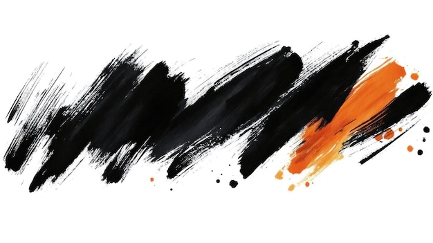 Photo abstract brush strokes in black and orange creating a dynamic visual effect