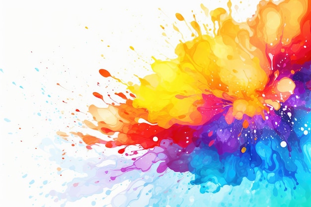 Abstract colorful watercolor splashes on a white background