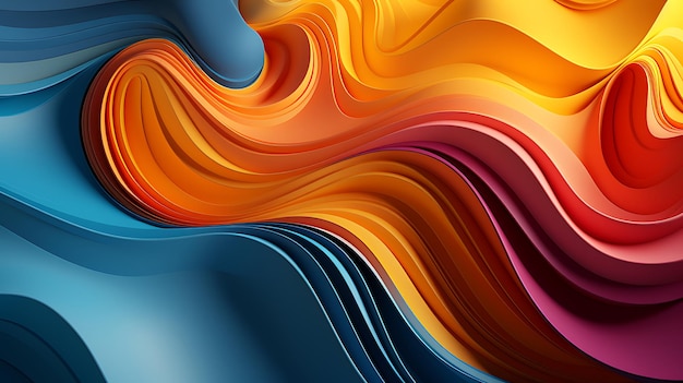 abstract colorful wavy background illustration 3D rendering