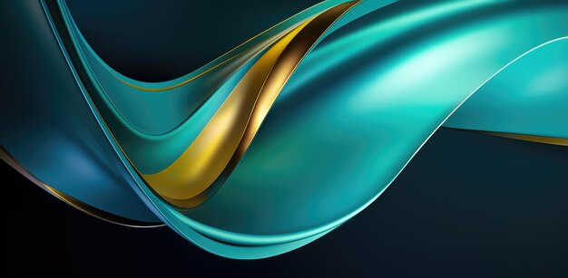 Abstract Design Background with Wavy Shape in Turquoise Color