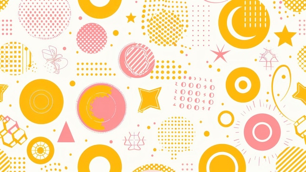 Photo abstract geometric pattern with yellow and pink shapes