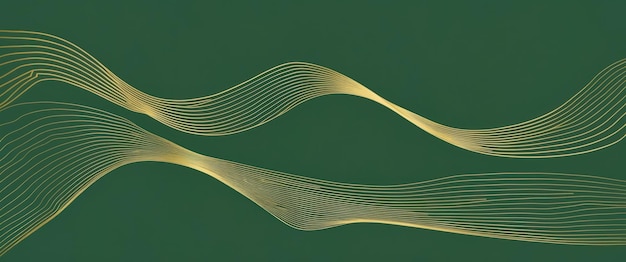 Foto abstratte linee topografiche dorate che scorrono elegantemente su uno sfondo verde ricco