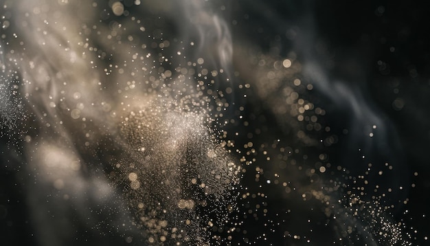 Photo abstract golden dust and smoke pattern on black background