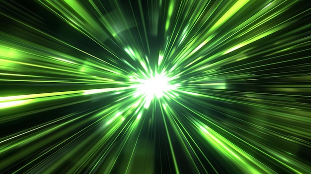 Photo abstract green light rays explosion futuristic technology background