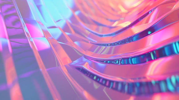 Photo abstract holographic geometric patterns with vibrant colors and reflective surfaces