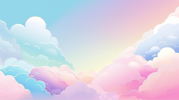 Abstract Kawaii Cloudy Colorful Sky Background Soft Gradient