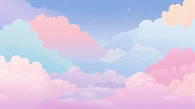 Abstract Kawaii Cloudy Colorful Sky Background Soft Gradient