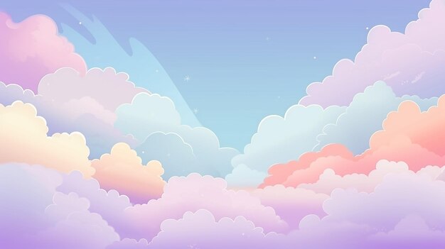 Abstract Kawaii Cloudy Colorful Sky Background Soft Gradient