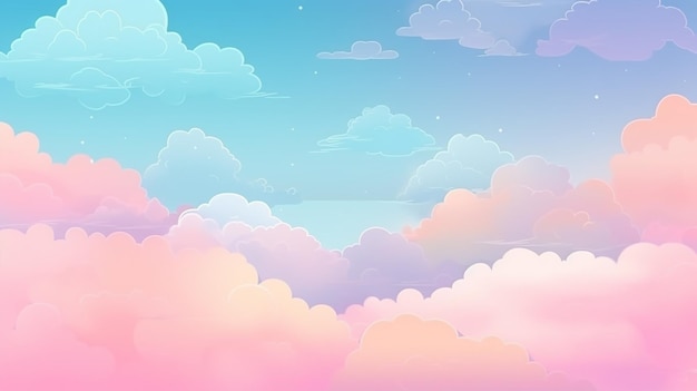 Abstract Kawaii Cloudy Colorful Sky Background Soft Gradient