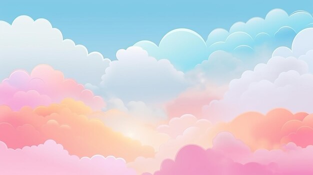 Abstract Kawaii Cloudy Colorful Sky Background Soft Gradient