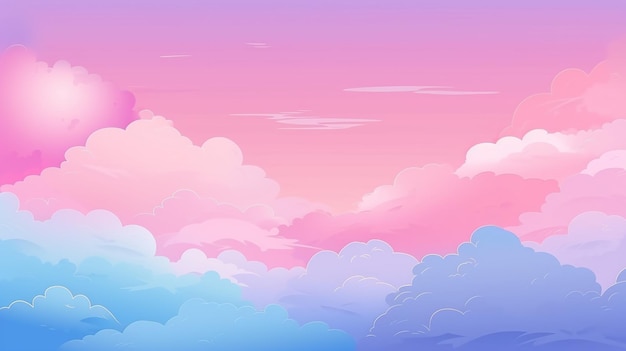 Abstract Kawaii Cloudy Colorful Sky Background Soft Gradient