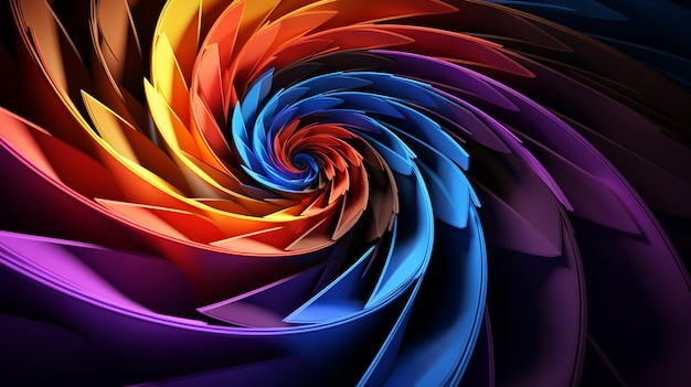 Abstract Purple and Azure color twirl fractal background 3d Rendering