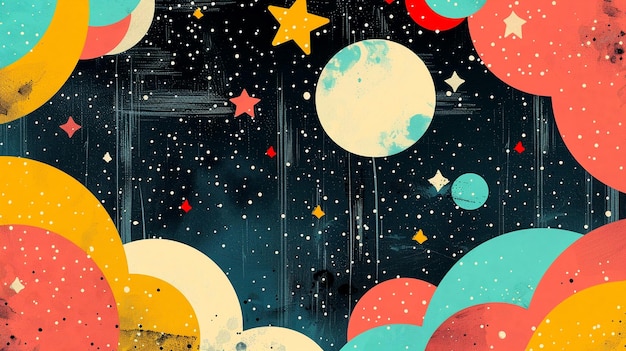 Photo abstract space illustration with stars and planets