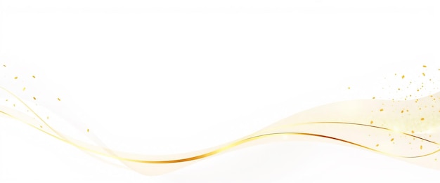 Photo abstract white background with gold glitter and wavy lines