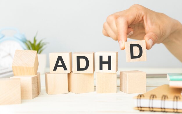 Photo adhd abbreviation on adhd cubes