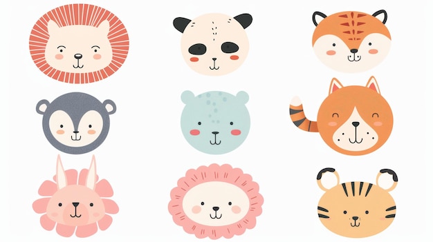 Adorable Animal Friends on White Background Generative AI