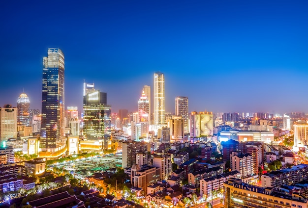 Aerial photography China Yancheng city architectural landscape night view