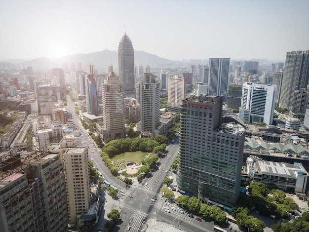 Aerial photography of Chinese modern urban architectural landscape skyline