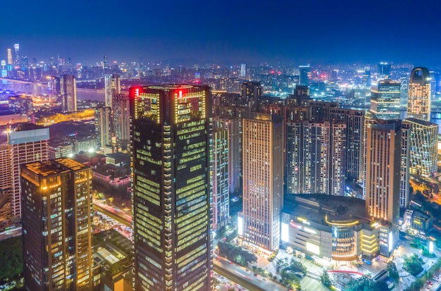 Aerial photography of Guangzhou city architecture night view